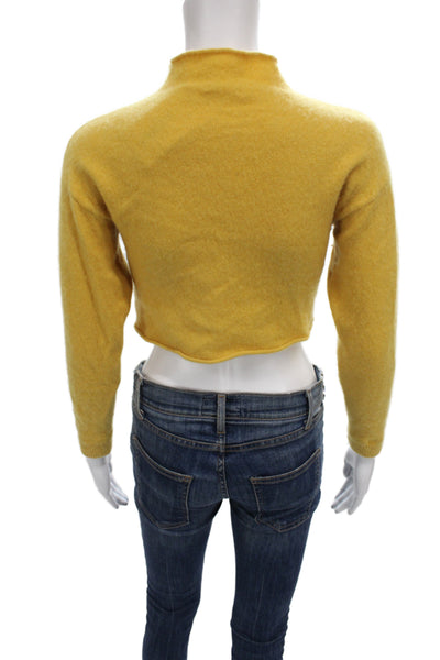 Reformation Womens Pullover Sweater Yellow Mock Neck Recycled Cashmere Size S