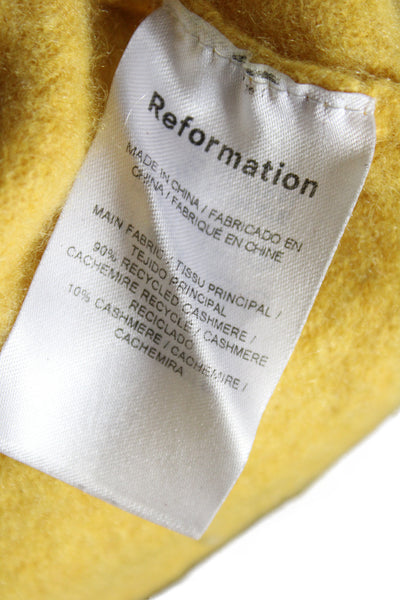 Reformation Womens Pullover Sweater Yellow Mock Neck Recycled Cashmere Size S