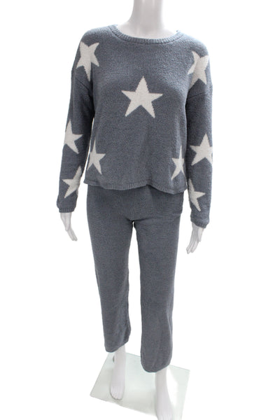 Sincerely Jules Womens Loungewear Set Gray Stars Long Sleeve Size XS