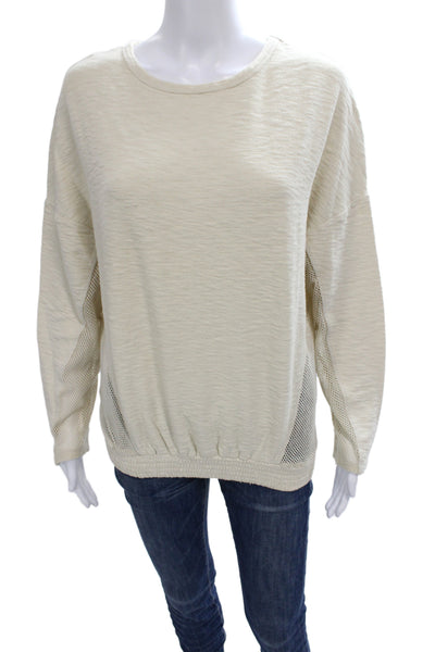 Zara Trafaluc Women Beige Cotton Long Sleeve Crew Neck T-Shirt Size S