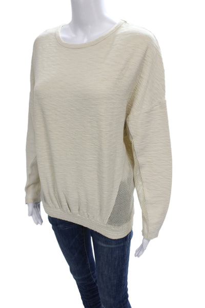Zara Trafaluc Women Beige Cotton Long Sleeve Crew Neck T-Shirt Size S