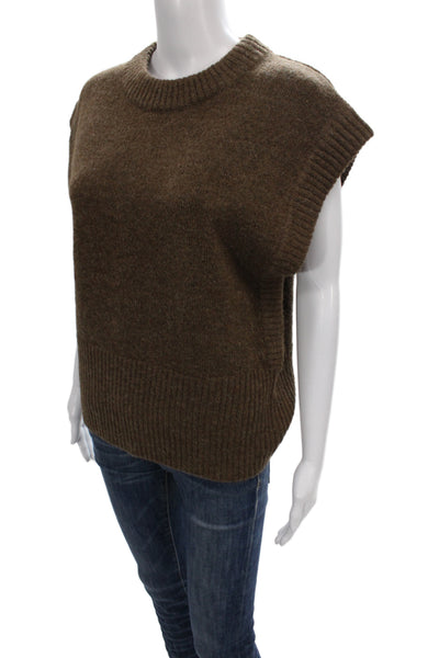 HOLZWEILER Womens Sweater Vest Brown Wool Crew Neck Sleeveless Fall Size S