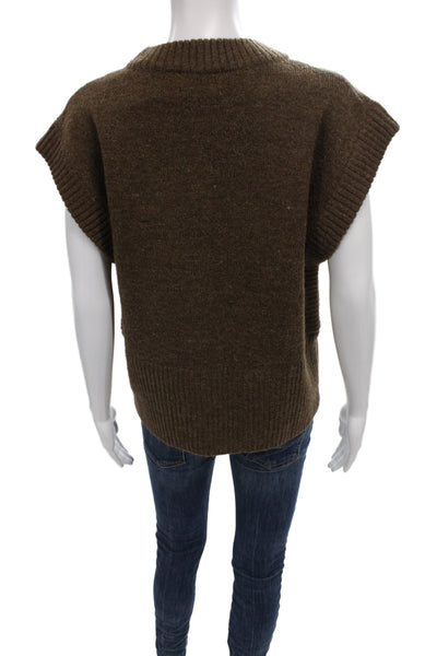 HOLZWEILER Womens Sweater Vest Brown Wool Crew Neck Sleeveless Fall Size S