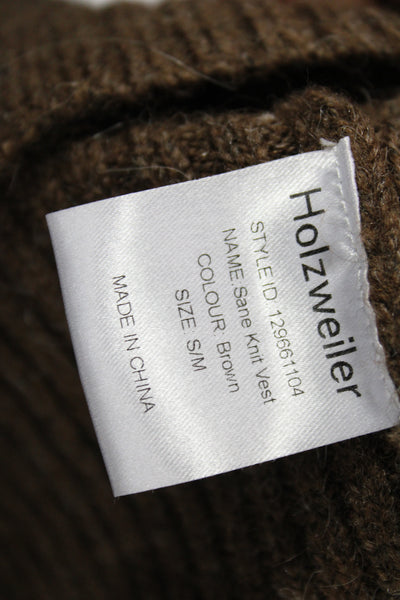 HOLZWEILER Womens Sweater Vest Brown Wool Crew Neck Sleeveless Fall Size S