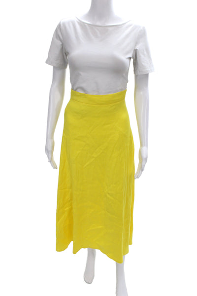 Pearl By Lela Rose Women Yellow A-Line Linen Long Skirt Size 00