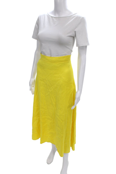 Pearl By Lela Rose Women Yellow A-Line Linen Long Skirt Size 00