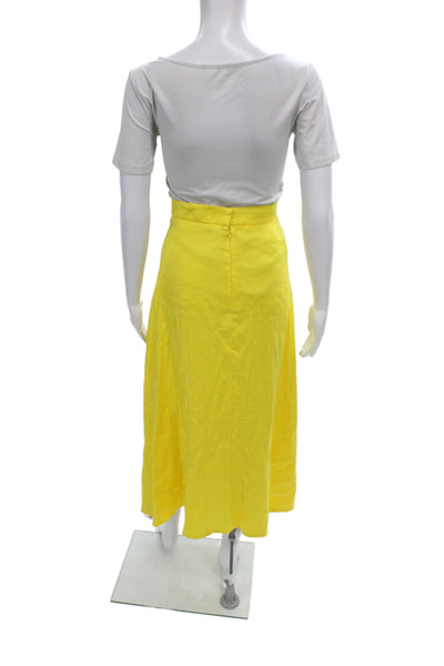 Pearl By Lela Rose Women Yellow A-Line Linen Long Skirt Size 00
