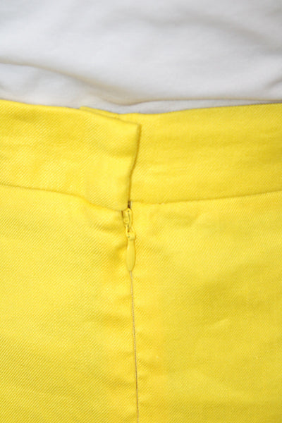 Pearl By Lela Rose Women Yellow A-Line Linen Long Skirt Size 00