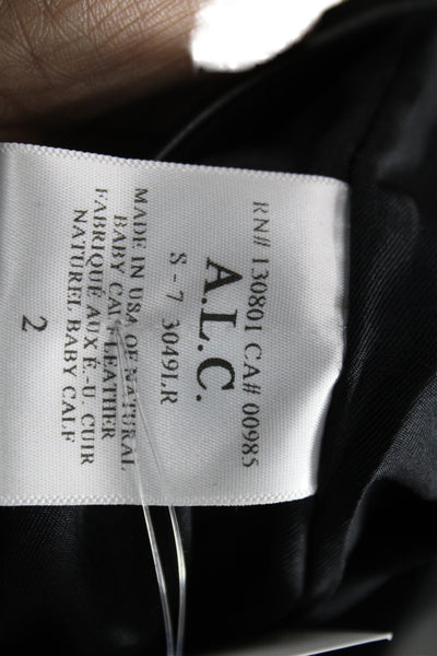 A.L.C. Women Pencil Leather Skirt Black Knee Length Zip Size 2