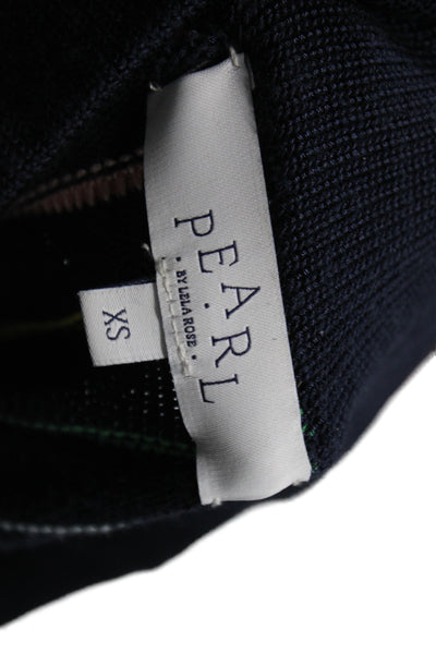 Pearl By Lela Rose Women Straight Pencil Black Knit Long Skirt Striped Size XS