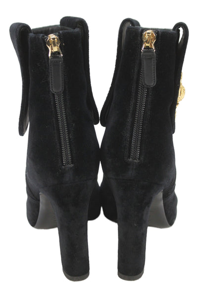 Chanel Womens Velvet Round Toe Ankle Boots Black Size 37 7