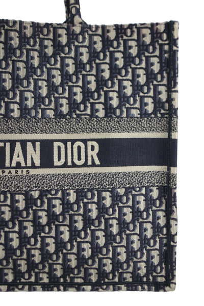 Christian Dior Womens Oblique Canvas Large Book Tote Bag Navy