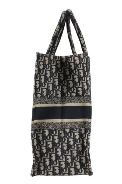 Christian Dior Womens Oblique Canvas Large Book Tote Bag Navy