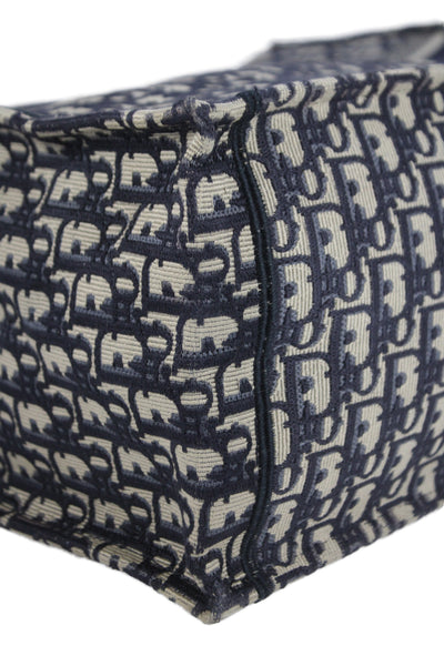 Christian Dior Womens Oblique Canvas Large Book Tote Bag Navy