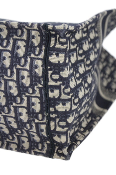 Christian Dior Womens Oblique Canvas Large Book Tote Bag Navy
