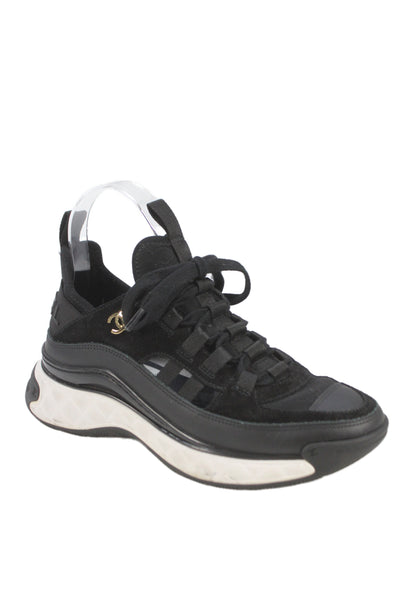 Chanel Womens Leather Cut Out 2020 Low Top Sneakers Black Size 36 6