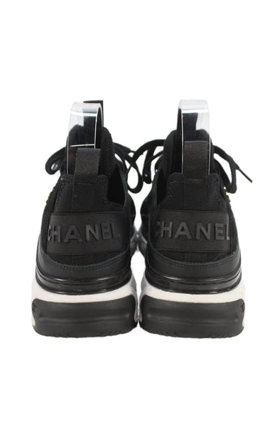 Chanel Womens Leather Cut Out 2020 Low Top Sneakers Black Size 36 6