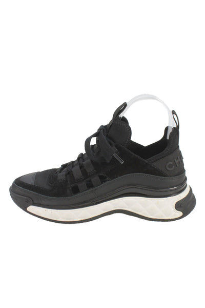 Chanel Womens Leather Cut Out 2020 Low Top Sneakers Black Size 36 6