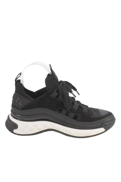Chanel Womens Leather Cut Out 2020 Low Top Sneakers Black Size 36 6