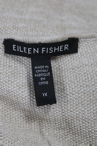Eileen Fisher Women Tunic Blouse Beige V Neck Sleeveless Organic Linen Size 1X