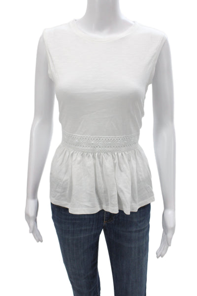 Barbour Womens White Basic Sleeveless T-Shirt Crew Neck 100% Cotton Size 4