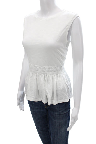 Barbour Womens White Basic Sleeveless T-Shirt Crew Neck 100% Cotton Size 4