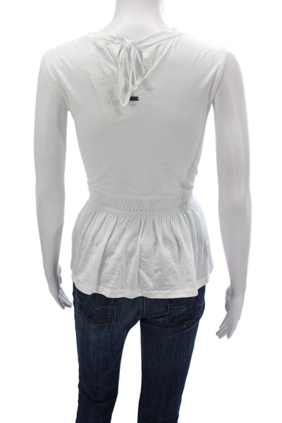 Barbour Womens White Basic Sleeveless T-Shirt Crew Neck 100% Cotton Size 4