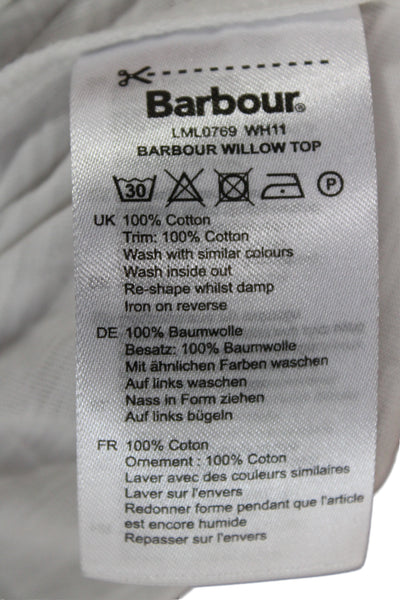 Barbour Womens White Basic Sleeveless T-Shirt Crew Neck 100% Cotton Size 4