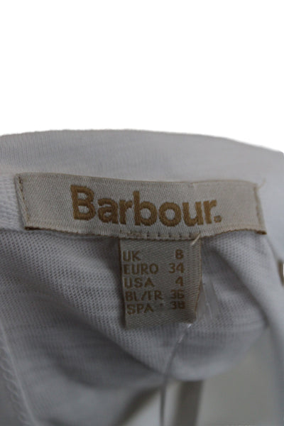 Barbour Womens White Basic Sleeveless T-Shirt Crew Neck 100% Cotton Size 4