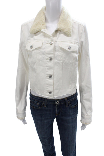 Paige Women Basic Jacket White Cotton Button Long Sleeve Solid Casual Size S