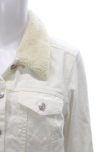 Paige Women Basic Jacket White Cotton Button Long Sleeve Solid Casual Size S