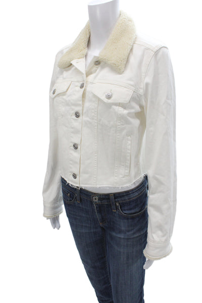 Paige Women Basic Jacket White Cotton Button Long Sleeve Solid Casual Size S