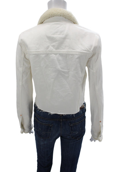 Paige Women Basic Jacket White Cotton Button Long Sleeve Solid Casual Size S