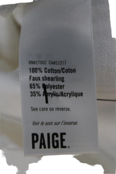 Paige Women Basic Jacket White Cotton Button Long Sleeve Solid Casual Size S