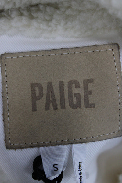 Paige Women Basic Jacket White Cotton Button Long Sleeve Solid Casual Size S
