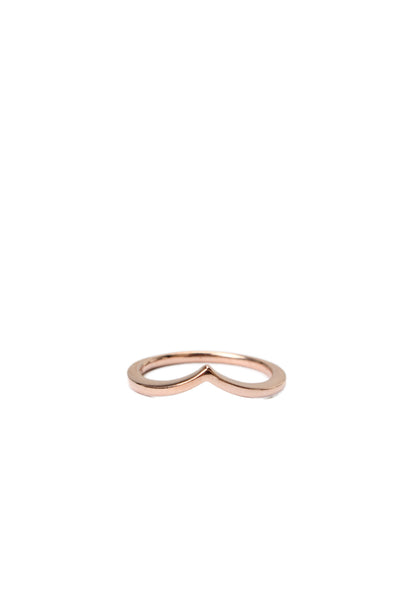 Pandora Womens Rose Gold Tone Polished Wishbone Ring Sz 5 NWOT
