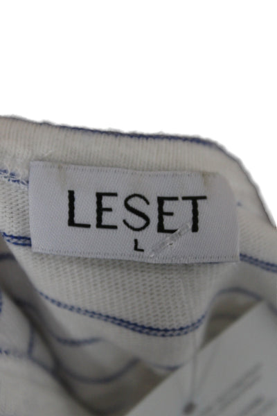 Leset Womens Blue Cropped Tank Scoop Neck Sleeveless Rayon Blend Size L
