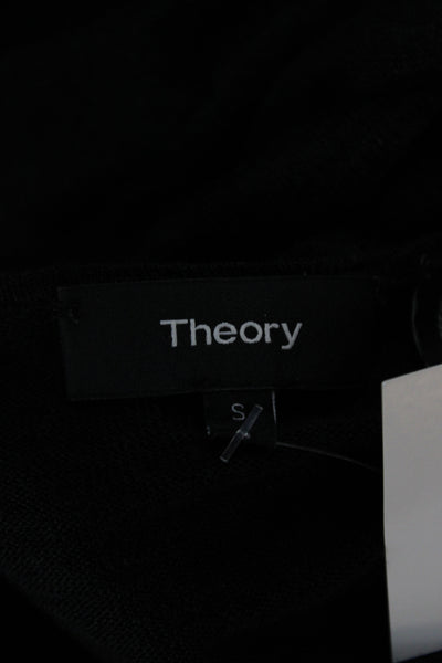 Theory Women Black Linen V-Neck Cardigan Long Sleeve Size S