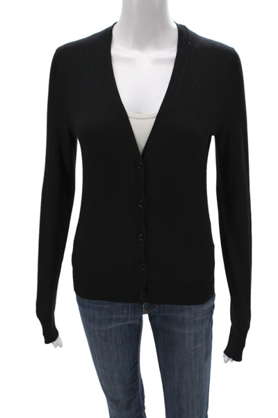 Theory Womens Black Wool V Neck Cardigan Long Sleeve Size S
