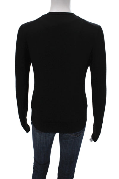 Theory Womens Black Wool V Neck Cardigan Long Sleeve Size S