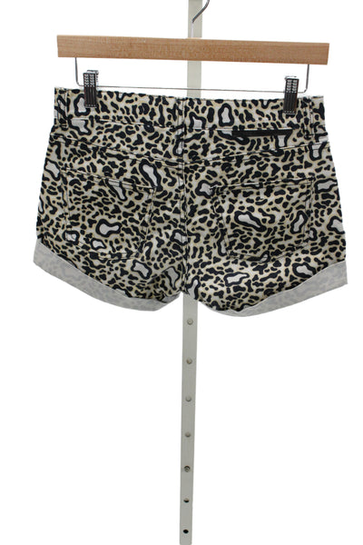 Stella McCartney Women Beige Animal Print Cut-Off Shorts Size 25