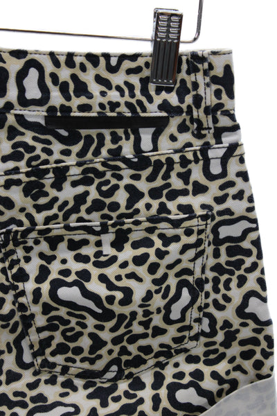 Stella McCartney Women Beige Animal Print Cut-Off Shorts Size 25