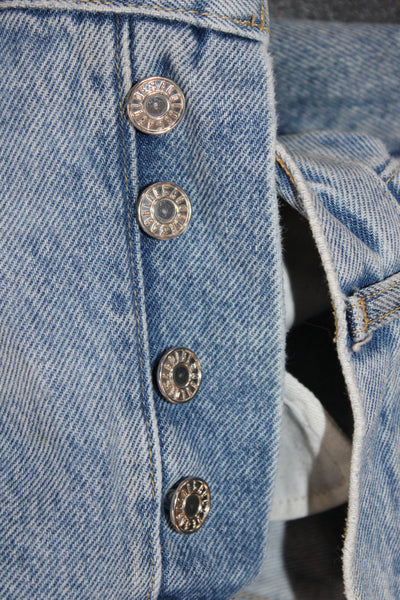 Agolde Womens Cut-Off Cotton Shorts Blue Button Size 24