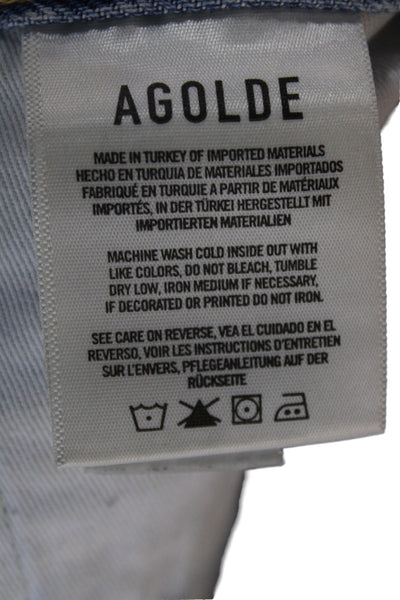 Agolde Womens Cut-Off Cotton Shorts Blue Button Size 24