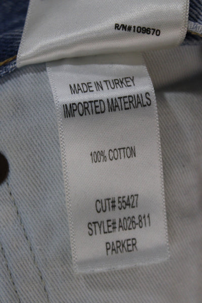 Agolde Womens Cut-Off Cotton Shorts Blue Button Size 24
