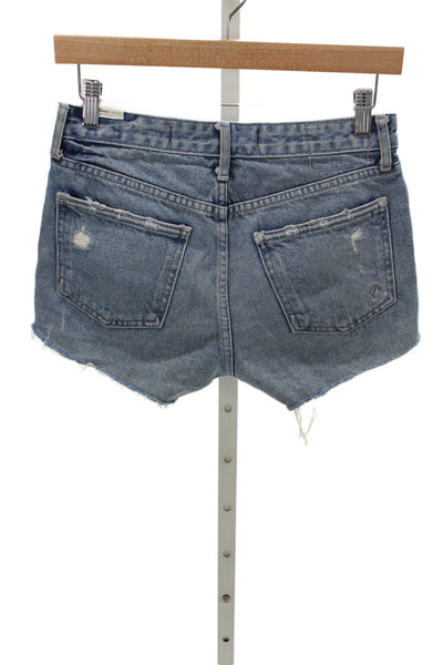 Lovers + Friends Women Cut-Off Blue Cotton Shorts Size 24