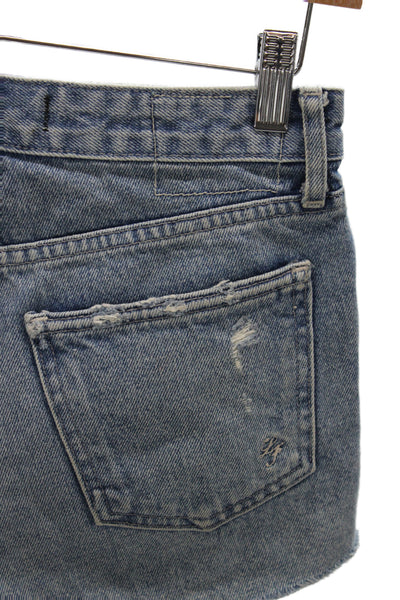 Lovers + Friends Women Cut-Off Blue Cotton Shorts Size 24