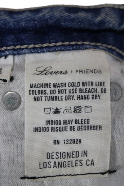 Lovers + Friends Women Cut-Off Blue Cotton Shorts Size 24