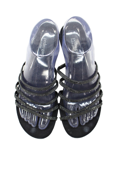 Pedro Garcia Womens Embellished Strappy Sandals Black Size 8