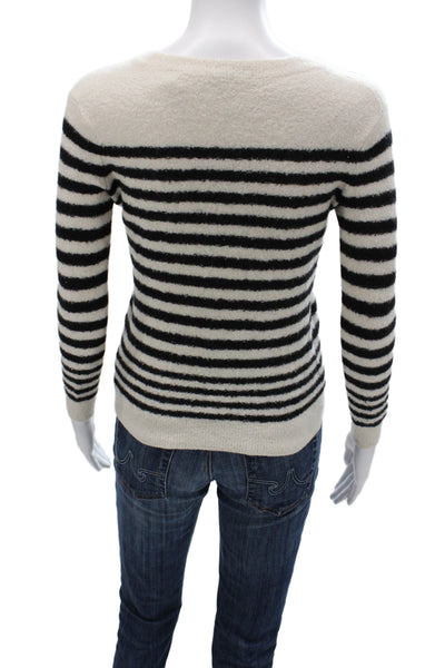 Vince Womens Black Striped Wool Pullover Sweater Petite Size S